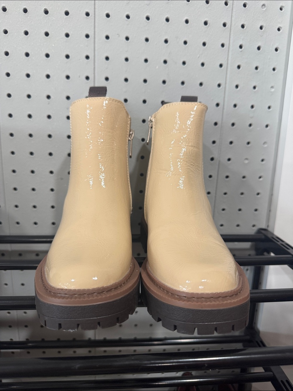 Sam Edelman Cream Patent Platform Ankle Boots